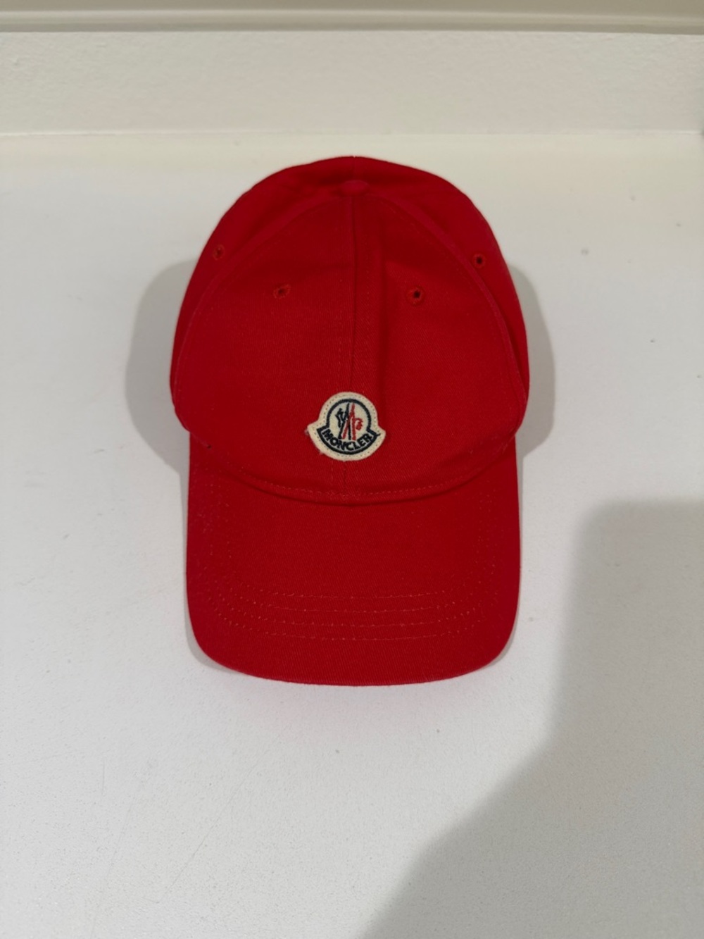 Moncler Bright Red Logo Baseball Cap
